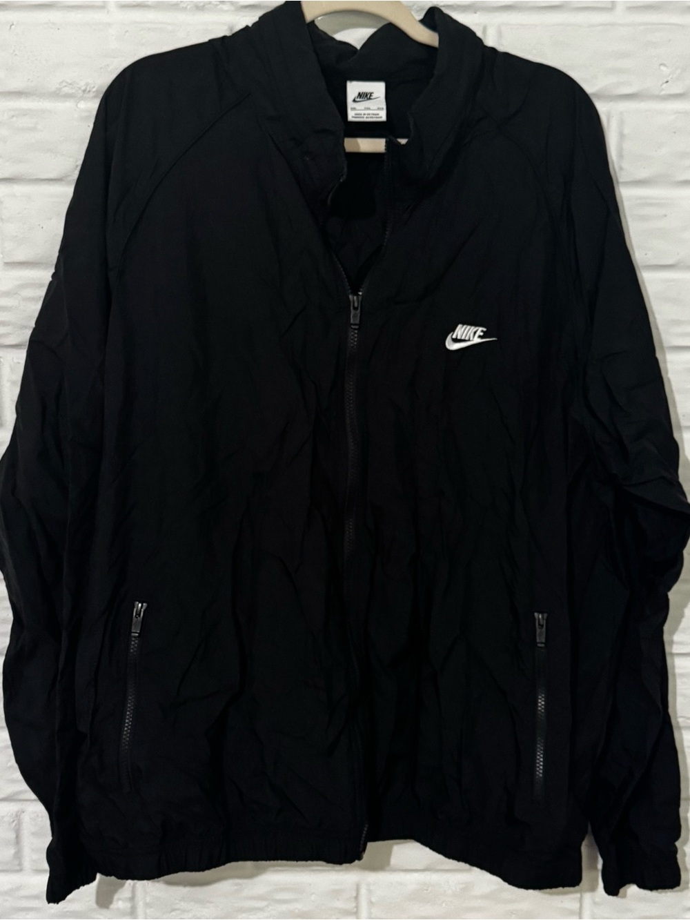 90s Nike Windbreaker Jacket Women’s 2X XXL Black Running Packable Hood